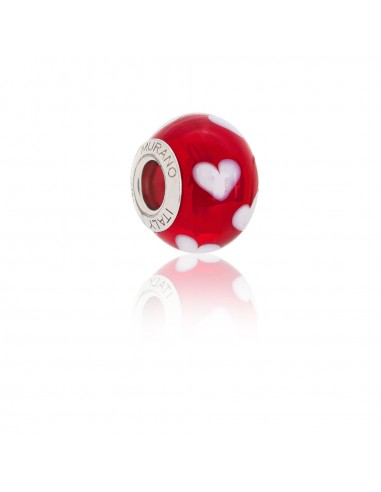 Murano glass charm with Silver compatible Pandora Bracelets V696 Red Passion