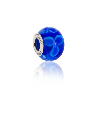 Murano glass charm with Silver compatible Pandora Bracelets V723 Blue Surf