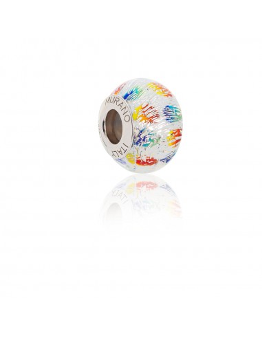 Murano glass charm with Silver compatible Pandora Bracelets V759 Rainbow Vortex