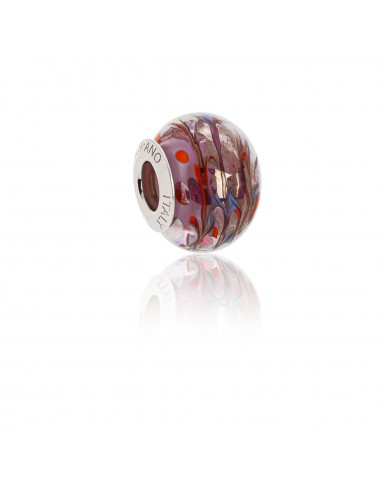 Murano glass charm with Silver compatible Pandora Bracelets V820 Purple Peacock