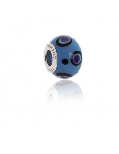 Bead in vetro di Murano e argento 925 compatibile Braccialetti Pandora V843 Viola e Pois