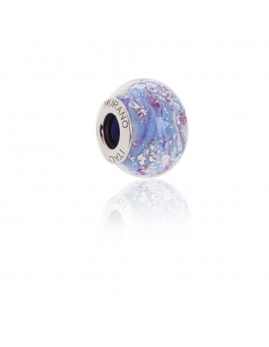 Murano glass charm with Silver compatible Pandora Bracelets V847 Lilac Explosion