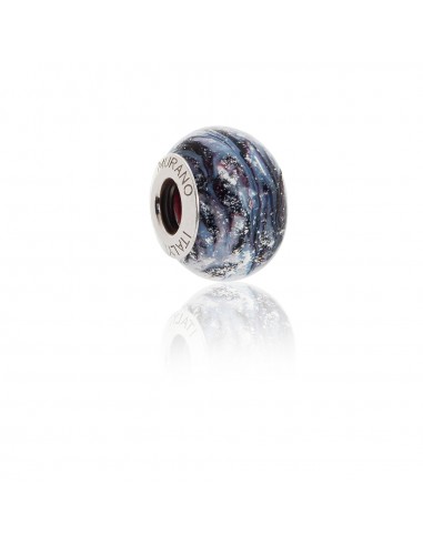 Murano glass charm with Silver compatible Pandora Bracelets V850 Black Explosion