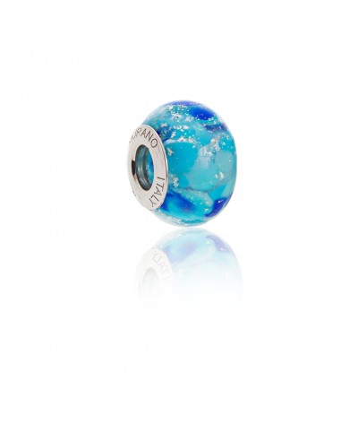 Bead in vetro di Murano e argento 925 compatibile Braccialetti Pandora V854 Dipinto di Blu