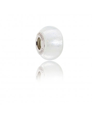 Bead in vetro di Murano e argento 925 compatibile Braccialetti Pandora V878 Freezing White