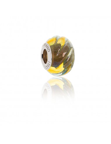 Murano glass charm with Silver compatible Pandora Bracelets V882 Golden Waves