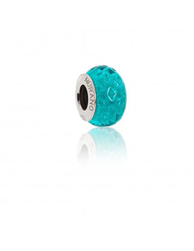 Murano glass charm with Silver compatible Pandora Bracelets V928 Aquamarine Prestige