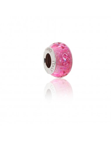 Murano glass charm with Silver compatible Pandora Bracelets V929 Fuxia Prestige